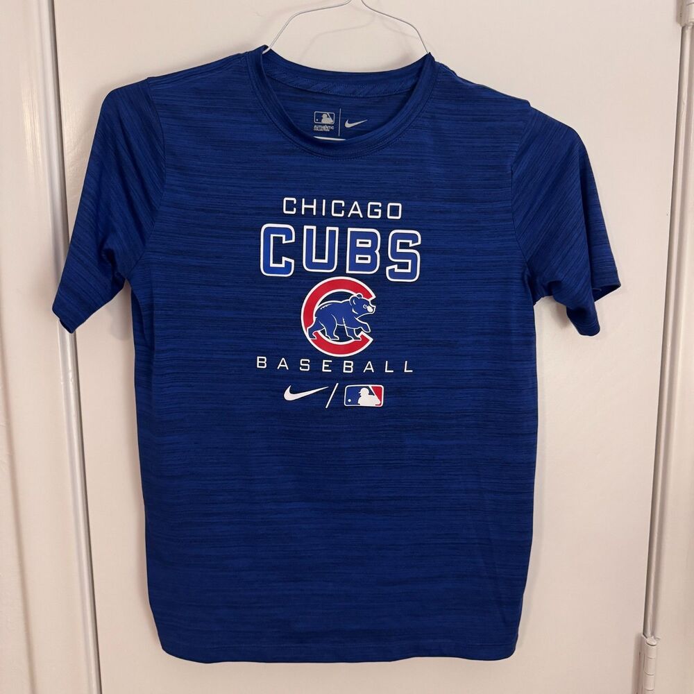 Kids Medium Chicago Cubs Blue Performance Short Sleeve Dri Fit Shirt